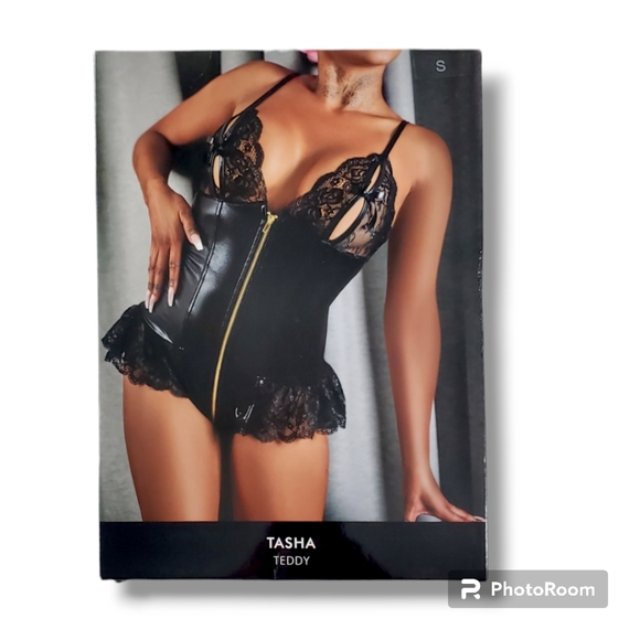 NWT Nordstrom Ann Summers Black Latex Tasha Teddy Size Small - Picture 2 of 8
